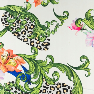 Lágy viszkóz twill ecru sima virágminta 0,5m