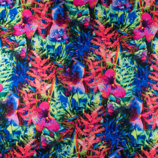 Látka viszkóz twill rózsaszín sima virág minta 0,5m