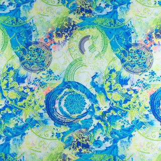 Anyag viszkóz twill zöld sima orientális 0,5m