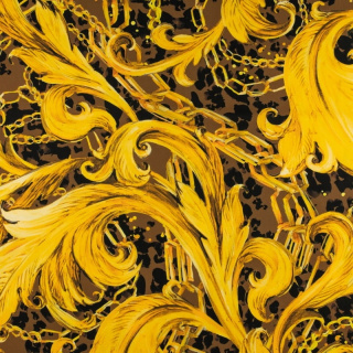 Anyag viszkóz twill arany sima ornament mintázat 0,5m