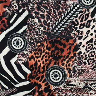 Lágy fekete viszkóz twill állatminta 0,5m