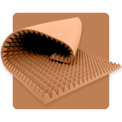 Akusztikai panel hab Piramis 200×100 cm 5 cm barna