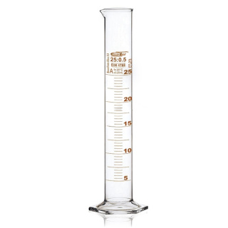 Mérőhenger üveg, 500 ml, A osztály, barna skála, üveg alap, tanúsítvánnyal