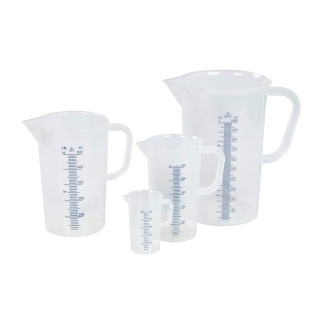 Laboratórna kadička PP 5000 ml s uchom a vypuklou modrou stupnicou