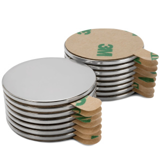 Neodýmové magnety samolepiace 20×1 mm, valcové, trieda N45, 16 ks