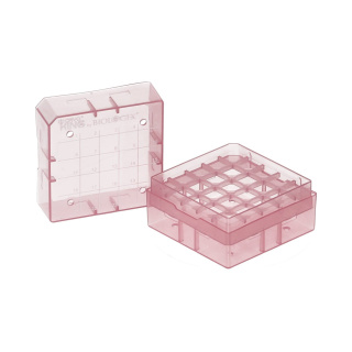 Kryobox PP na skúmavky 25 miest, výška 52 mm, červený - CryoKING