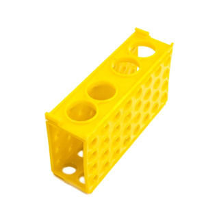 4 az 1-ben próbatartó állvány, kicsi, sárga – PP, 170 × 90 × 50 mm, laboratóriumi