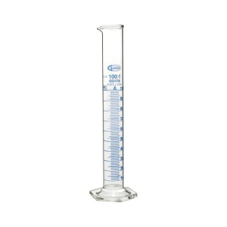Odmerný valec sklenený 50 ml, trieda A, modrá stupnica