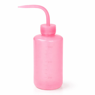 Premývacia fľaša LDPE 250 ml so stupnicou, ružová – laboratórna striekačka