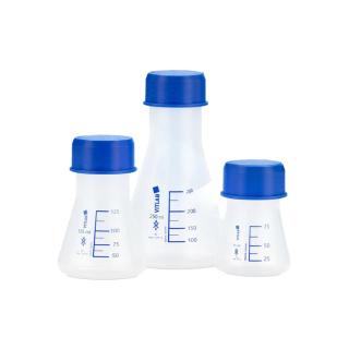 PP erlenmeyer lombik kék záróval – 125 ml, GL 45