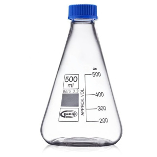 Erlenmeyer-féle lombik 250 ml csavarmenetes záróval, boroszilikát üveg BORO 3.3