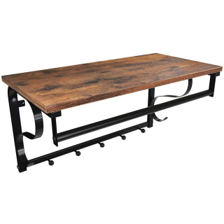 Polc akasztókkal 60x30x31,7cm rusztikus barna fekete fém