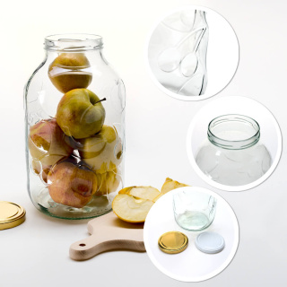 5000 ml-es 17 cm-es üvegedény fedővel