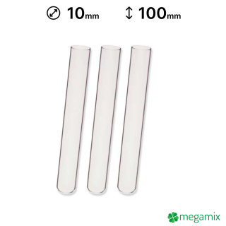 Üveg kémcsövek 100 mm átmérő 10 mm 10 db