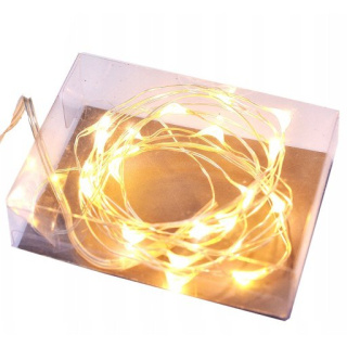 20 darabos elemes LED lámpával ellátott fénydrót, meleg fehér fény színben