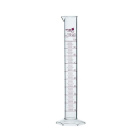 Mérőhenger PMP-ből, A osztály, kifolyóval és piros skálával – 50 ml, DIN 12681, ISO 6706