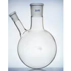 Kettős nyakú lombik lekerekített aljjal és ferde oldalsó nyakkal, 100 ml, csiszolások 24/29 és 14/23, GLASSCO, boroszilikát üveg (BORO 3.3)