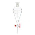 Kúpeles elválasztó tölcsér Squibb skálával, 500 ml, őrlés 24/29, PTFE csap, boroszilikát üveg (BORO 3.3)