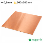 Rézlemez 500x500x0,8 mm