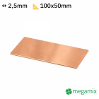 Rézlemez 100x50x2,5 mm