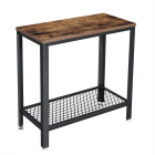Asztal 60x30x60cm polcos barna fa fém