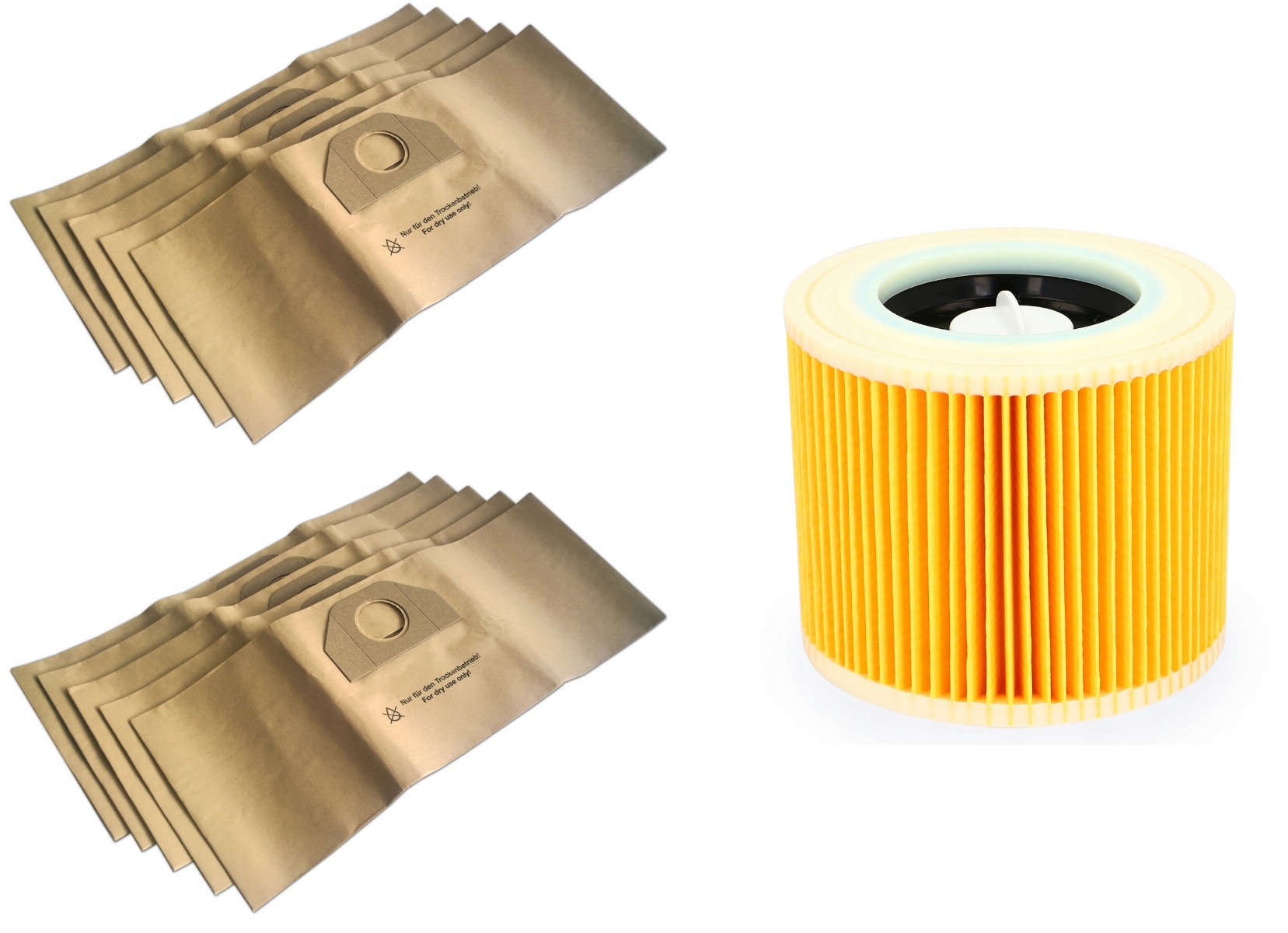 Kärcher papírszűrő zsákok WD3 200 MV3 porszívóhoz 10 db + 1 szűrő megamix.sk