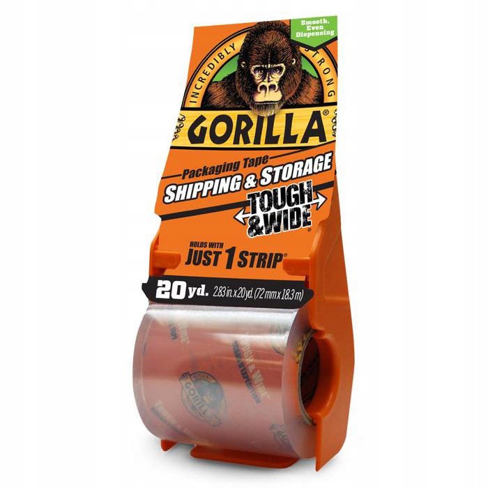 Átlátszó ragasztószalag tartóval 18m 72mm Gorilla csomagoláshoz omegamix.hu
