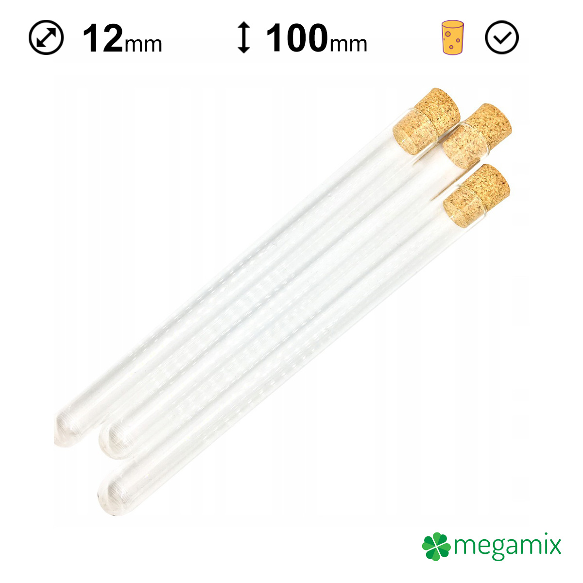 üveg kémcsövek parafával 100mm átmérőjű 12mm 10db omegamix.hu