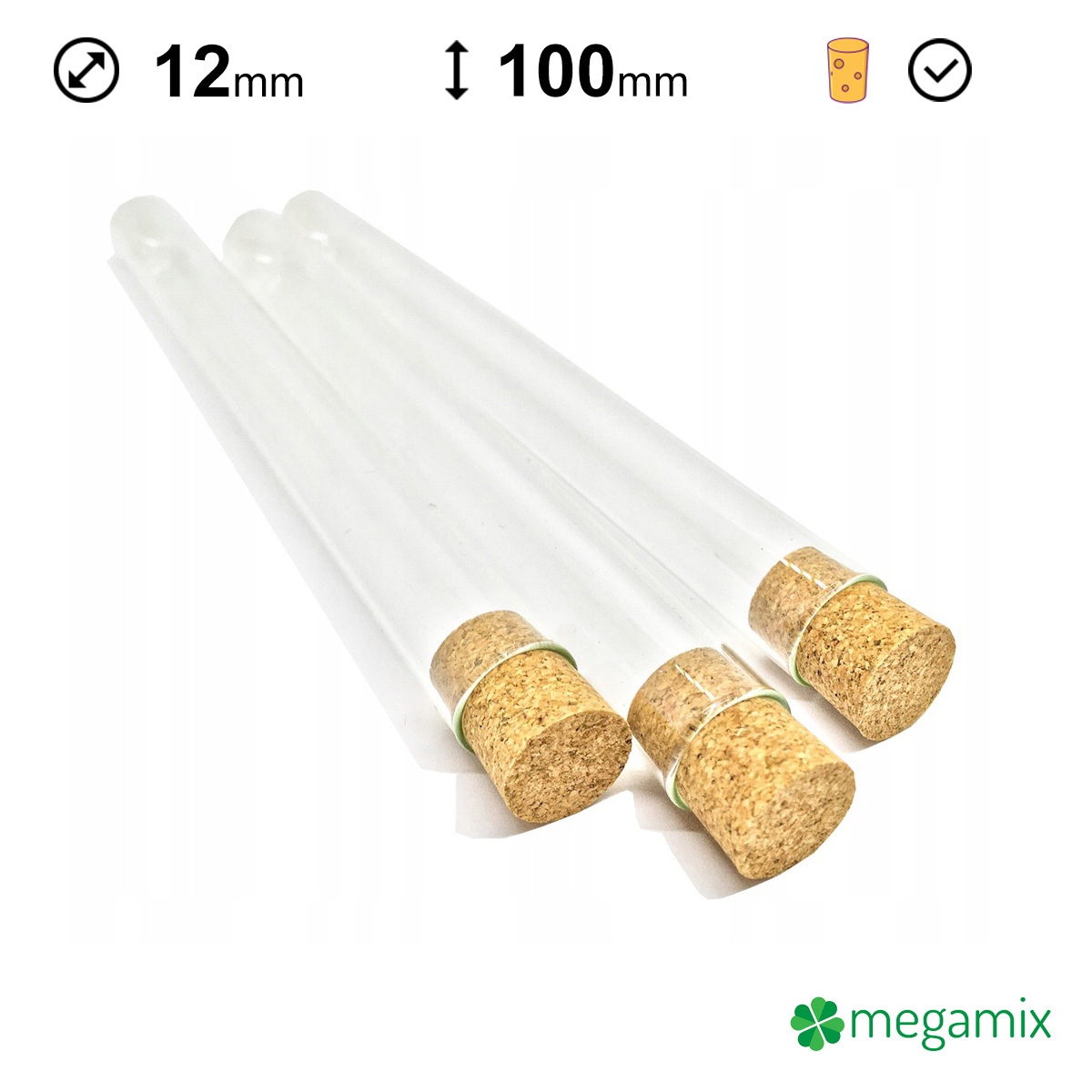 üveg kémcsövek parafával 100mm átmérőjű 12mm 10db omegamix.hu