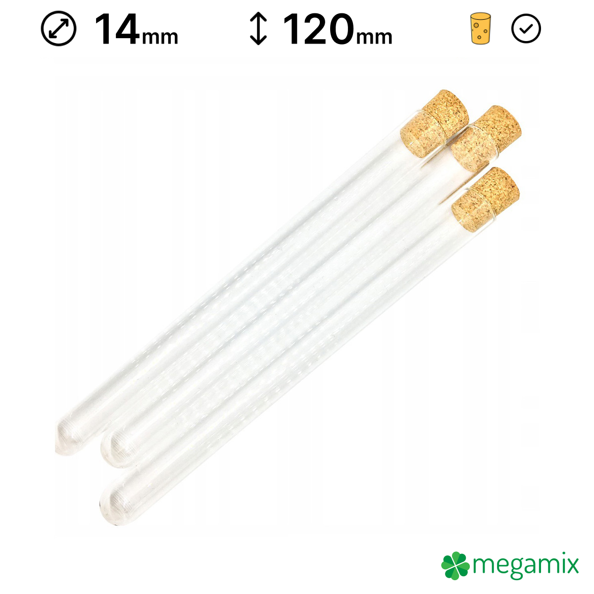 üveg kémcsövek parafával 120mm átmérőjű 14mm 10db omegamix.hu