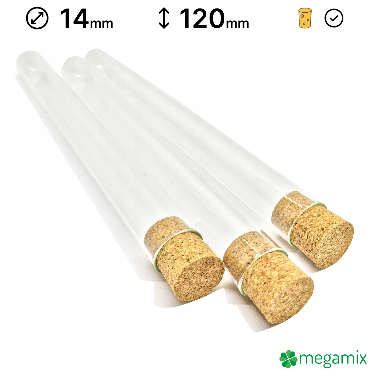 üveg kémcsövek parafával 120mm átmérőjű 14mm 10db omegamix.hu