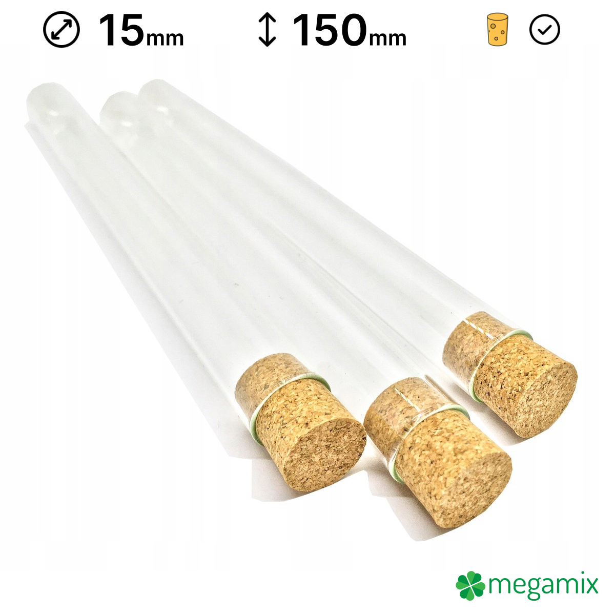 üveg kémcsövek parafával 150mm átmérőjű 15mm 10db omegamix.hu