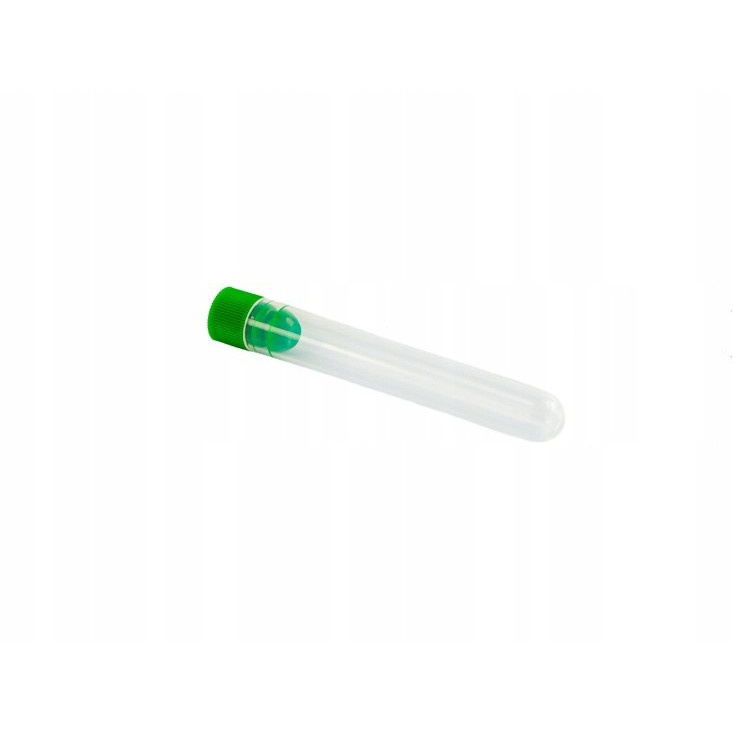 PP vizsgáló cső 12x75mm zöld kupakkal 100db megamix.sk