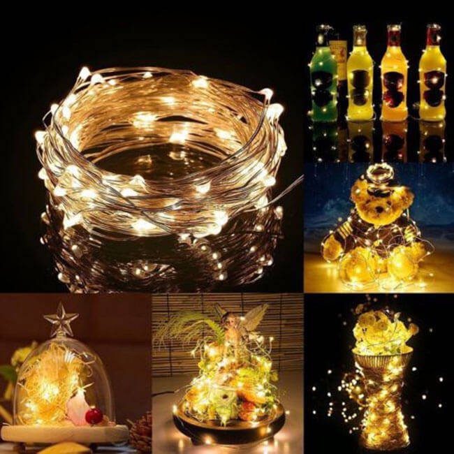 fényvezető drót 50db LED meleg fehér 5m AA elemre megamix.sk